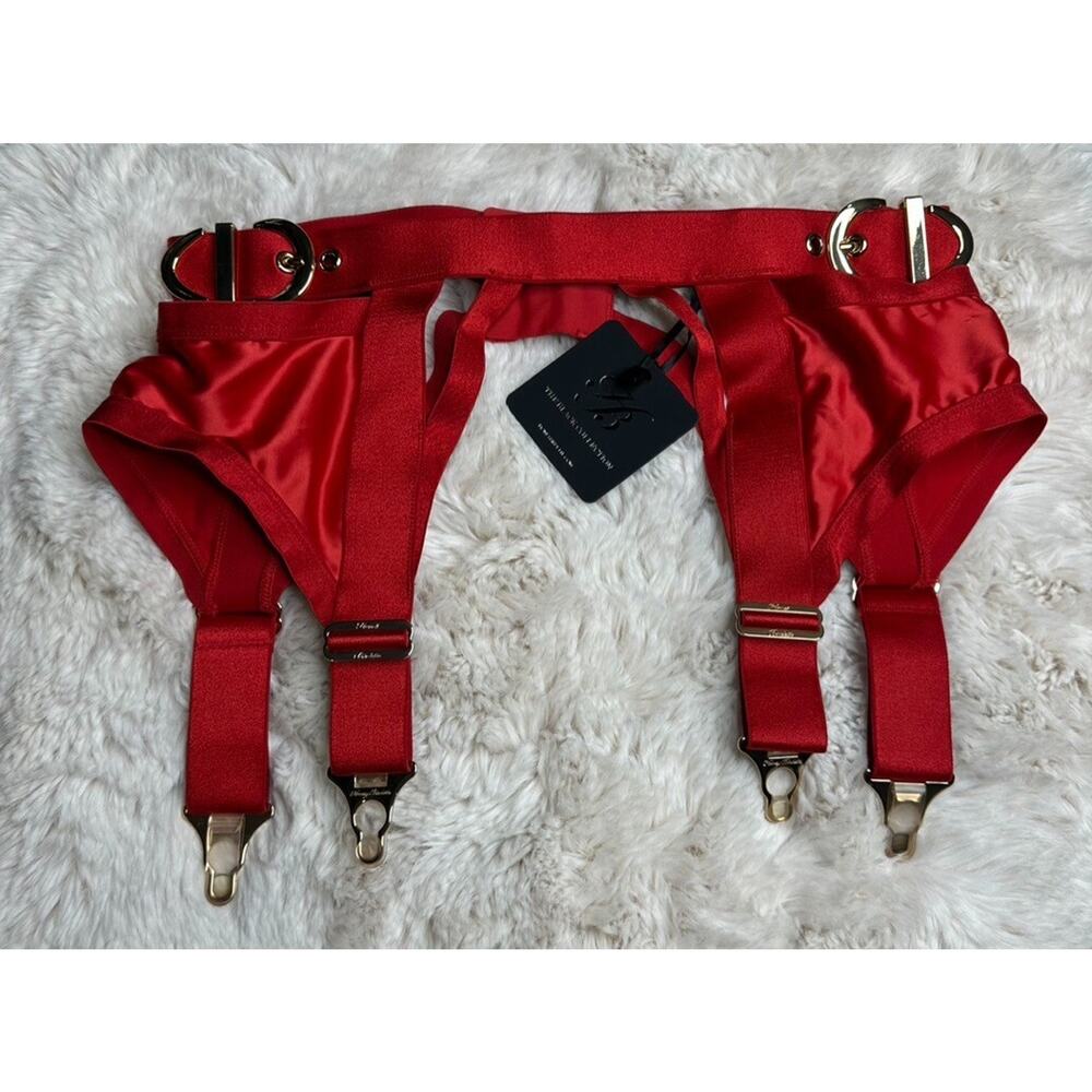 Honey Birdette GIA❤️ Red Gold Buckle Garter Suspender Belt Small - Picture 2 of 5